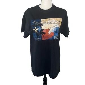 Gildan Black South Padre Graphic Short Sleeve Summer T-Shirt Size Medium